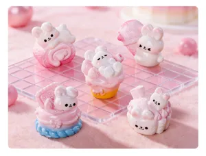 Miniature di coniglietto dessert in resina per decorazioni da cruscotto auto e micro paesaggi fai da te.