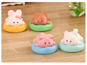 Cute animal figurines sleeping cat dog rabbit pig desktop car ornaments resin craft toys