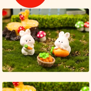 Miniature resin rabbit figurines cute micro landscape gardening decor desktop ornament toys