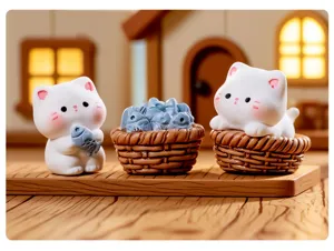 Statue di gatti in resina simpatiche miniature ornamento da scrivania auto regalo