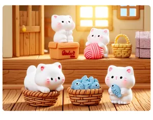 Simpatici gatti statuette micro paesaggio giocattolo resina animale scrivania auto