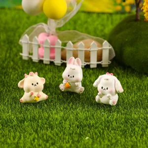 Cute resin animal figurines set for moss micro landscape and garden miniature home desktop decor