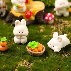 Resin cute rabbit miniature landscape ornaments desktop decoration set for home garden decor