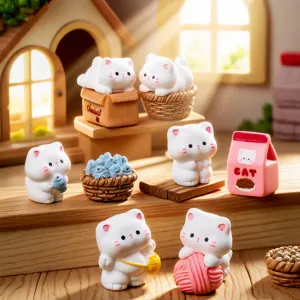 Carino Gatto in Resina Figurina Micro Paesaggio Miniatura Ornamentale Creativo Animale Auto Scrivania Decorazione Giocattolo