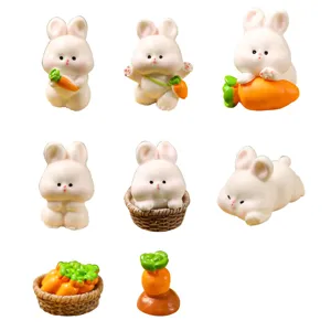 Cute resin miniature rabbit figurines set, perfect for micro landscape and desktop garden decor.