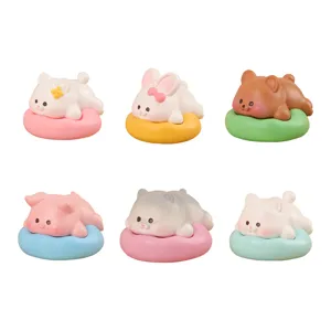 Cute sleeping animal resin figurines desktop and car interior ornament set of six pcs