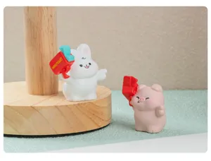 Figurines d'animaux miniatures en résine lapin et cochon pour décoration de jardin paysager.