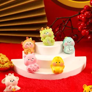 Cute Chinese Zodiac resin figurines for moss micro landscape and desktop decor main view.