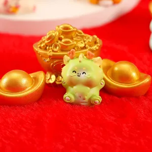 Cute green dragon resin figurine miniature ornament for moss landscape and home decor table