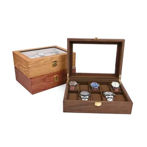 Scatola per Orologi in Legno 10 Posti Vetrina di Esposizione e Conservazione Vintage