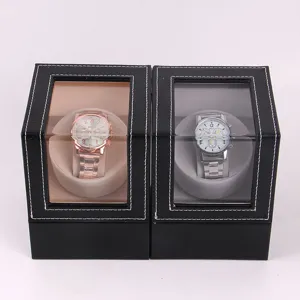 PU leather single watch winder automatic mechanical watch display box rotating motor storage
