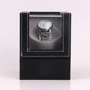 Single watch winder box automatic PU leather motorized display storage case for mechanical watches.
