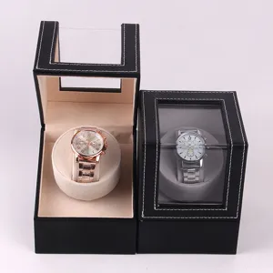 PU leather single watch winder automatic mechanical watch display storage box motor case
