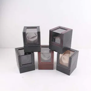 PU leather single watch winder automatic mechanical watch rotation display box motor case
