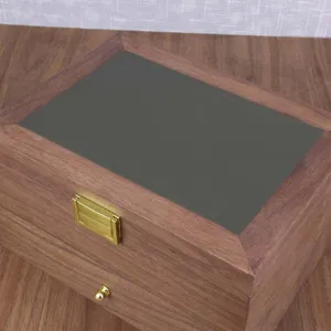 Black walnut wooden watch jewelry storage box detail view, multi-functional display case.