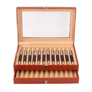 Scatola di conservazione per esposizione penna stilografica in pelle PU da 24 slot.