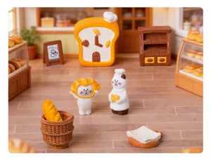 Miniature boulangerie chat figurine ensemble mignon résine diorama bureau décoration détails