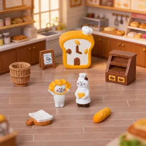 Ensemble de figurines de chat de boulangerie miniature déco maison en résine pour bureau