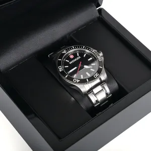 Wenger stainless steel black dial men's luxury wristwatch in black display gift box