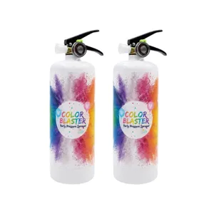 Ψεκαστήρες πίεσης πάρτι Color Blaster, δύο λευκοί μεταλλικοί κύλινδροι με σχέδιο πούδρας.