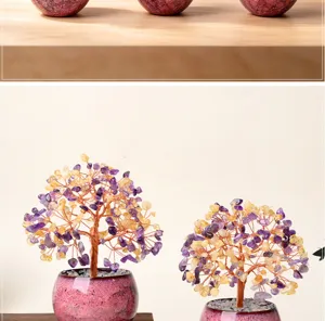 Natural citrine amethyst crystal tree bonsai ornament desktop home decoration craft piece