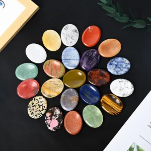 Natural crystal worry stone palm stone polished gemstone chakra healing massage decor