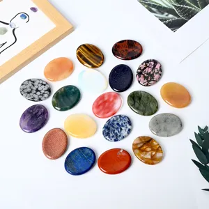 Natural crystal worry stone thumb massage gemstone smooth oval palm stone chakra meditation detail