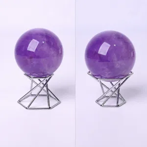 Metal crystal ball display stand holder base for 4-10cm spheres, dual-use iron craft.