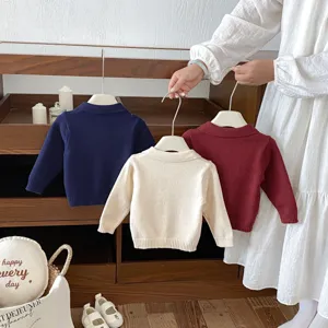 Infant knit cardigan sweater for baby toddler long sleeve lapel cute clothing top