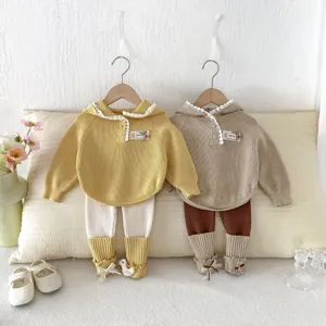 Infant knit hooded sweater leggings set cute baby two piece outfit winter autumn warm clothing