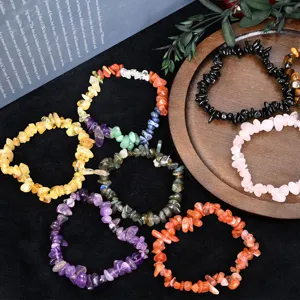 Bracciale trucioli cristallo naturale pietra irregolare chakra colorato gioielli quotidiani