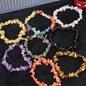 Set di bracciali in pietra preziosa di cristallo naturale, braccialetti elastici curativi.