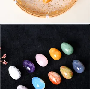 Natural crystal stone small egg ornaments polished gemstone decor for home and Easter gifts.