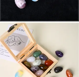 Natural crystal stone small egg ornaments polished gemstone home decor Easter gift box set
