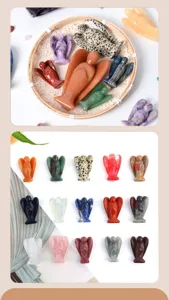 Natural crystal angel figurine 1.5 2 inch healing stone pocket angel statue decor.