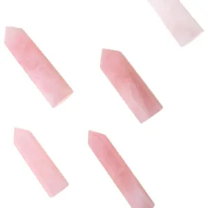 Bastone di cristallo di quarzo rosa naturale pietra grezza colonna esagonale decoro