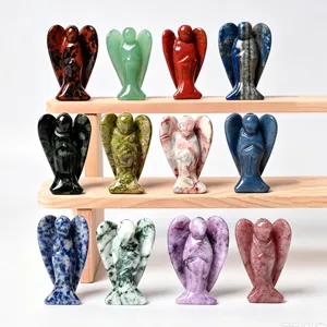 Natural Crystal Angel Figurine Pocket Stone Healing Quartz Carved Statue Decor 1-2 Inch
