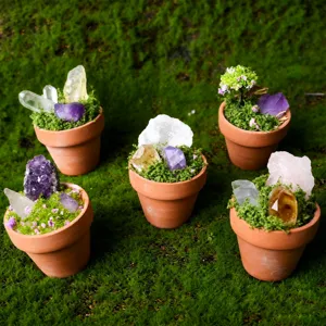 Natural Crystal Raw Stone Potted Plant Car Ornament Home Decoration Mineral Specimen Desktop DIY Landscaping Decor