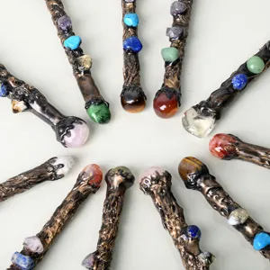 Baguette magique en cristal naturel vintage faite à la main sceptre de rituel accessoires déco