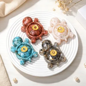 Résine cristal pierre petite tortue décoration de bureau cadeau créatif mignon quatre