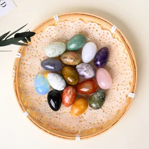 Natural crystal stone mini egg ornaments polished gemstone home decor crafts 30x20mm