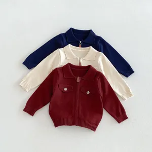 Infant baby knit cardigan sweater jacket autumn toddler long sleeve full zip outerwear top