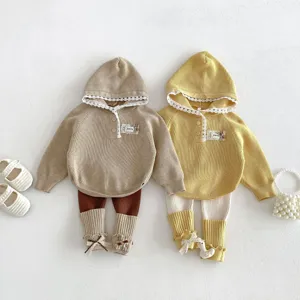 Infant baby toddler knit clothing set hooded sweater and leggings cute autumn winter daily wear