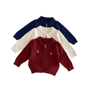 Baby infants knitted cardigan sweater zipper tooling jacket long sleeve tops apparel