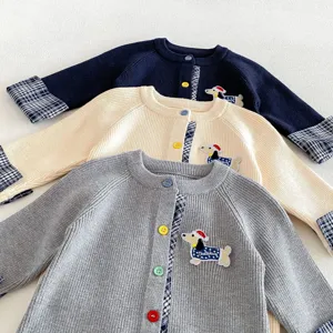 Infant baby knitted cardigan long sleeve toddler sweater cute dog embroidery casual outerwear