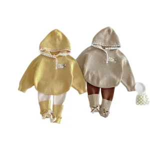 Infant baby knitwear set cute hooded sweater leggings toddler autumn winter daily clothing