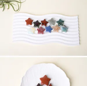 Natural crystal star pocket stones healing gemstone five-pointed star desk decor ornament