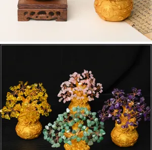 Natuurlijke kristallen geldboom woondecoratie edelsteen geluksboom feng shui bonsai