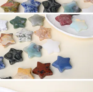 Natural gemstone star pocket stone crystal healing decoration carving display piece