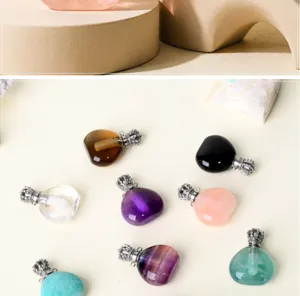 Pendentif flacon de parfum en cristal naturel bijou d'huile essentielle pour bricolage